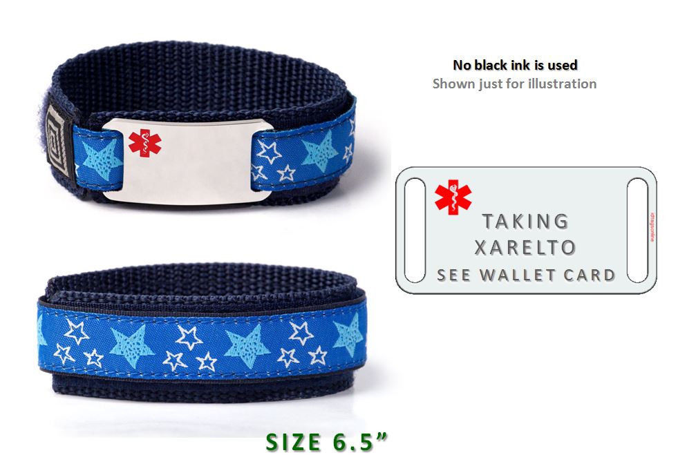 TAKING XARELTO Sport Medical Alert ID Bracelet 6.5".Free medical Emergency Card Bracelets