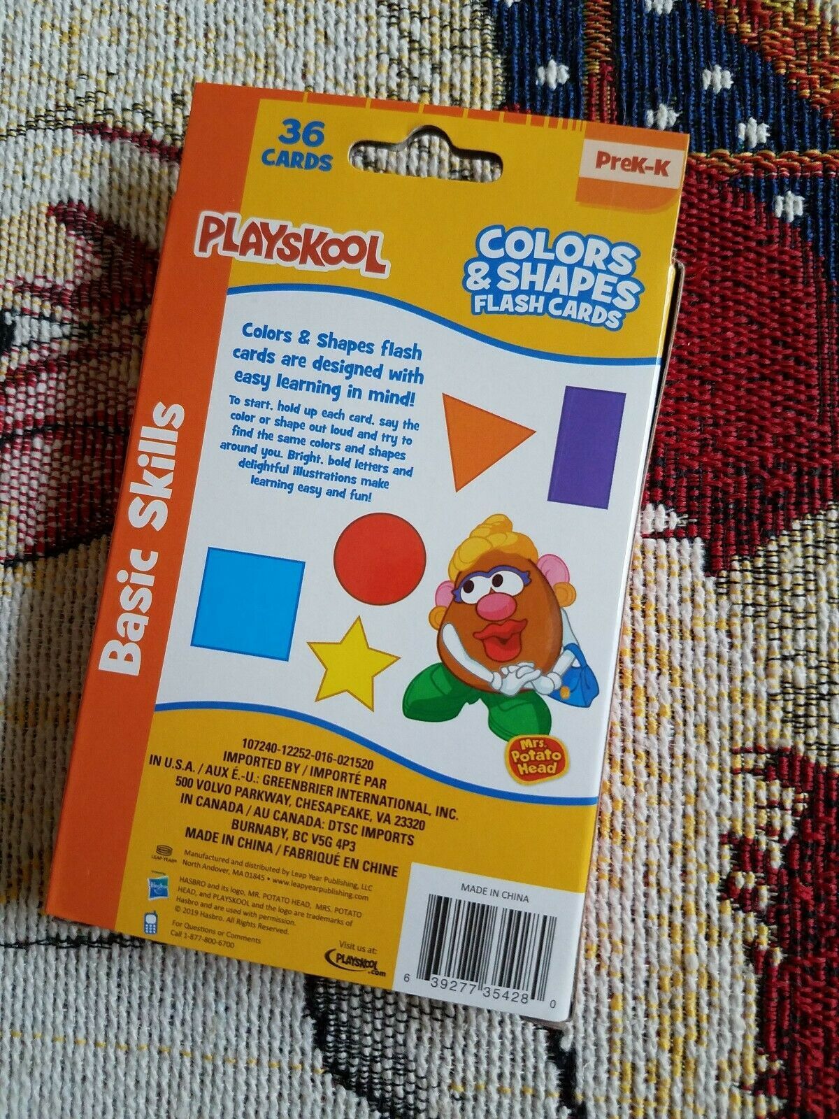 Playskool Colors & Shapes Flash Cards PreKK Basic Skills (36 Cards