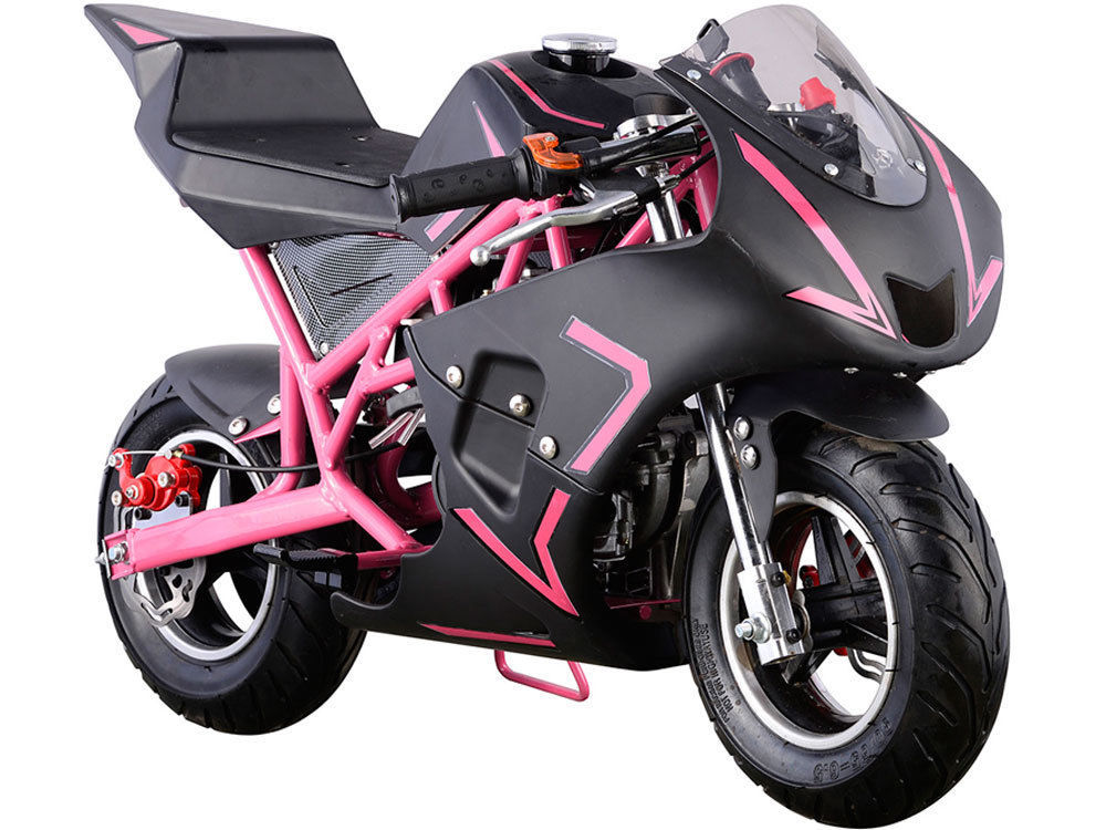 Kids Pocket Bike Gas Mini Motorcycle 40CC Powered Ride On Pink Girls Youth New - Gas Scooters