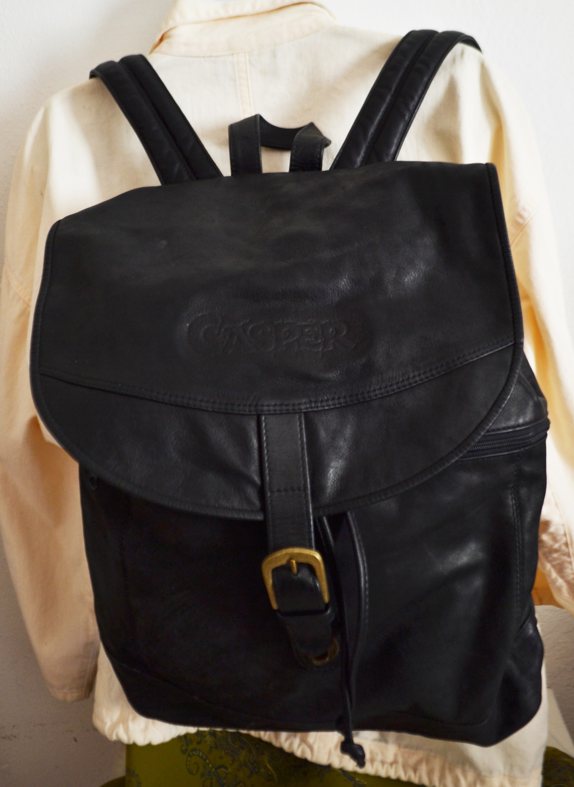 Large Leather Backpack Black Shoulder Bag Casper - Handbags & Purses