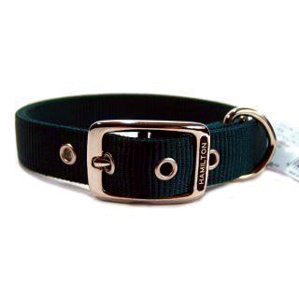 Hamilton Hunter Green Double Thick Nylon Dog Collar 1x20 In Leashes & Head Collars