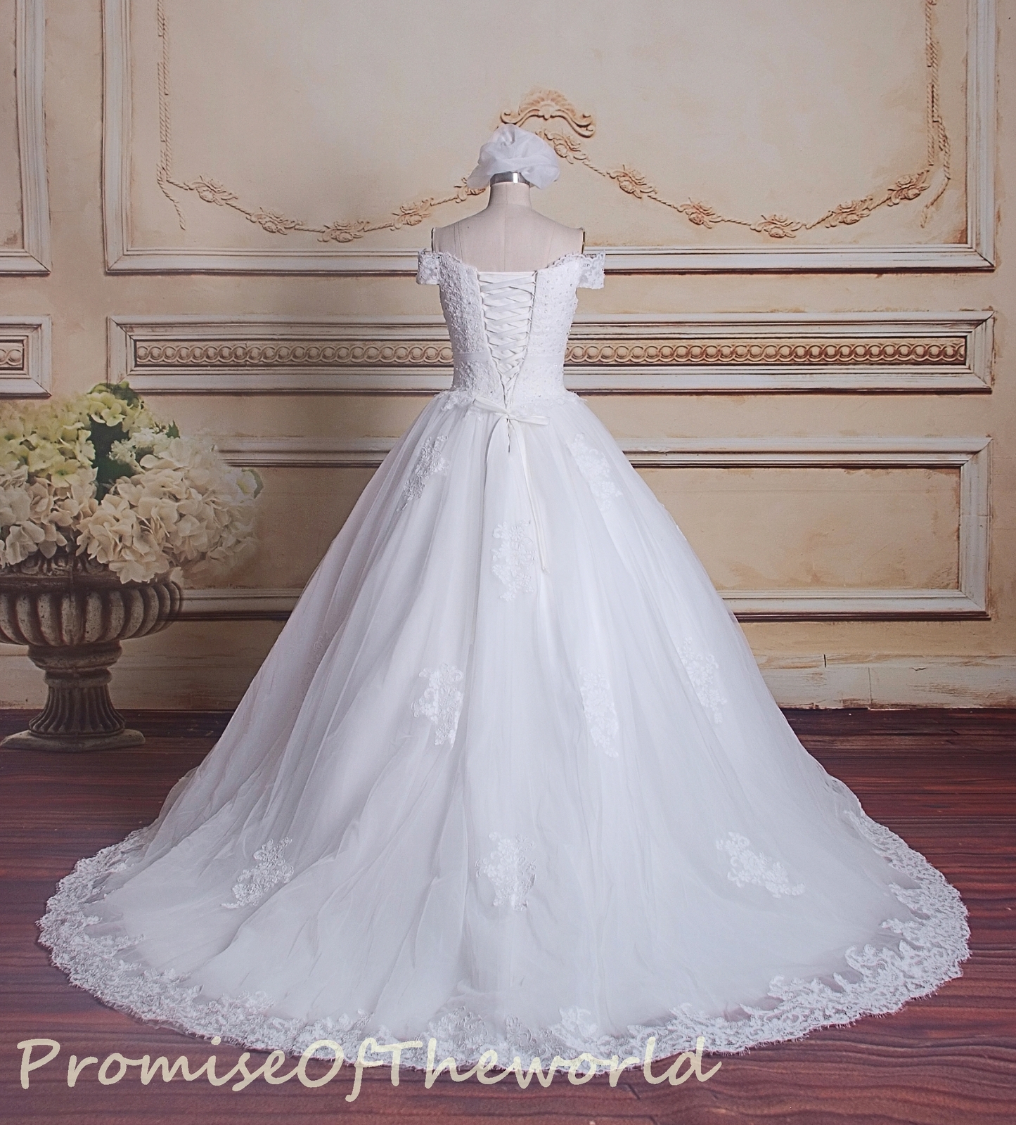 ivory off the shoulder gown