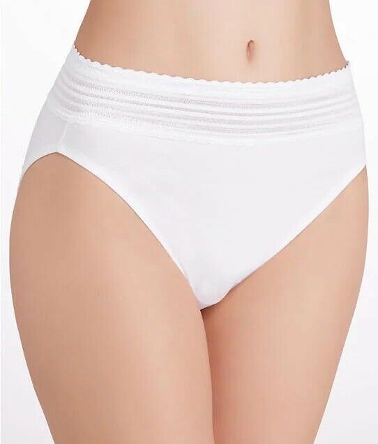 Warner's WHITE No Pinching No Problems Cotton Lace HiCut Panty, US 9