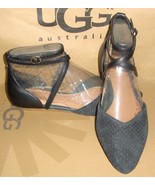 UGG Australia IZABEL Mar Black Leather Ankle Wrap Sandals Size US 7 NEW ... - $59.35
