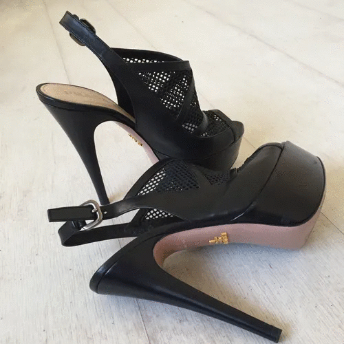 Women's PRADA Black Nappa Leather Platform Heels - $299.00