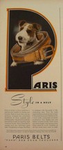 1945 WIRE FOX TERRIER PARIS BELTS PHOTO PRINT AD - $9.99