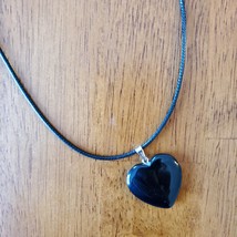 Black Tourmaline Gemstone Heart Necklace, Polished Rock Pendant, stone crystal image 2