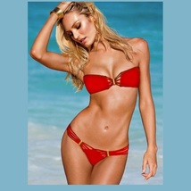 Tanning Beach Bikini Criss Cross Bandeau w/ Strappy Bottoms Five Bright Colors image 3