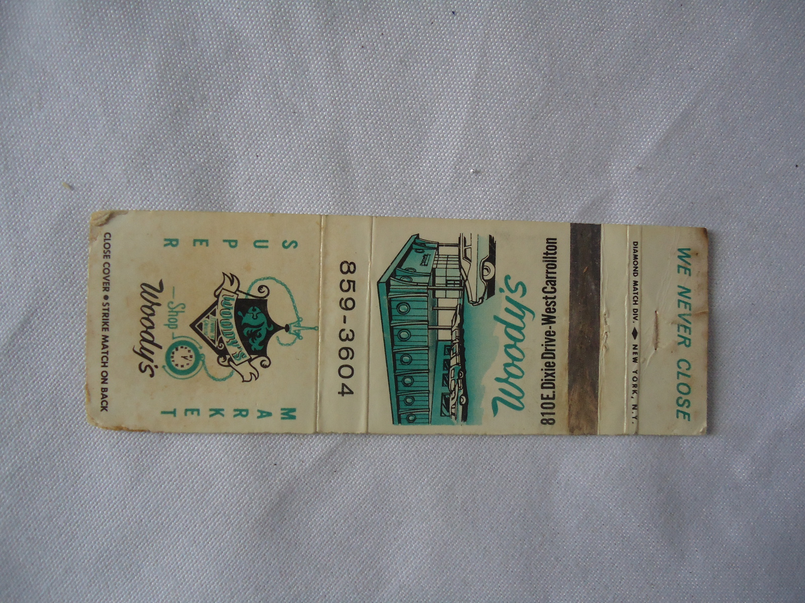 1970's WOODY'S MARKET RESTAURANT MATCHBOOK COVER WEST CARROLLTON OH