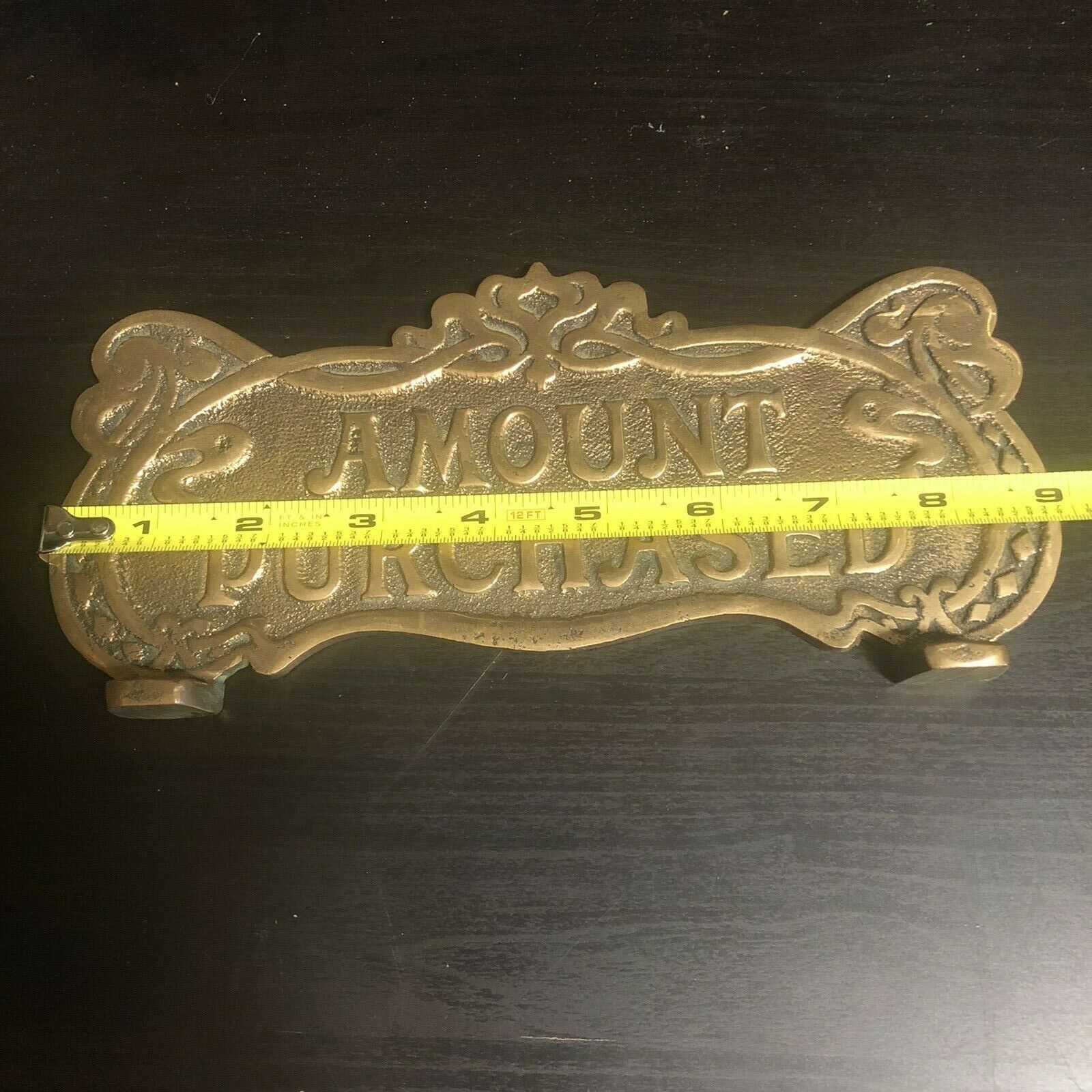 RED BRASS AMOUNT PURCHASED TOP SIGN FOR MODEL NCR CASH REGISTER Cash