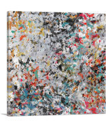 ARTCANVAS Black Gray Teal Orange Splatter Square - $41.99