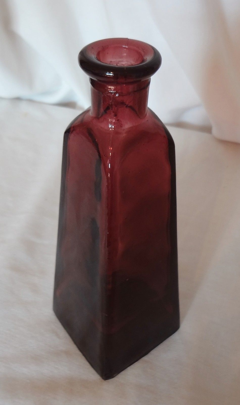 Purple Glass Bottle Bud Vase 4 Sided Pyramid Vases