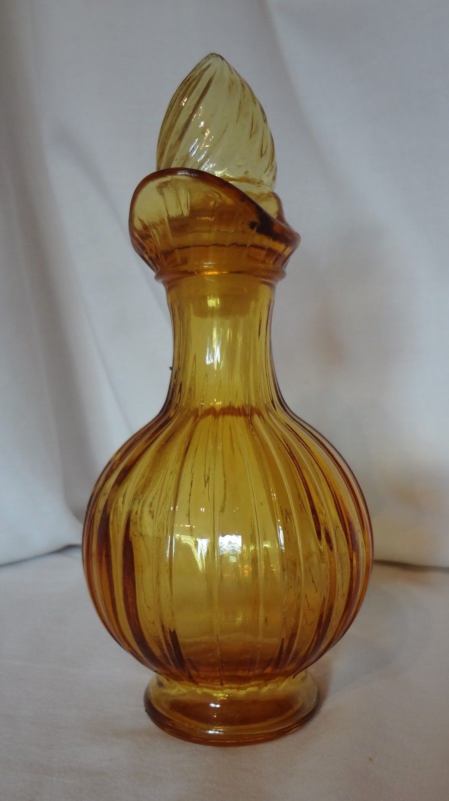 Avon Amber Ribbed Cruet Glass Decanter Bottle With Glass Stopper ...