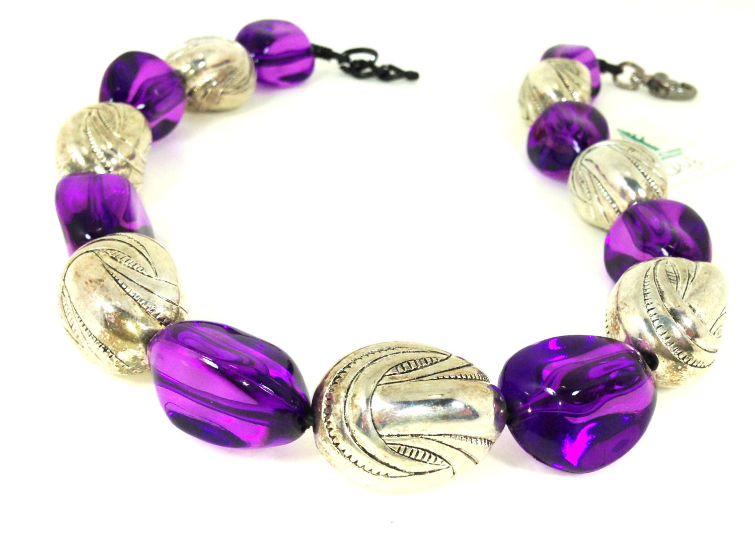 Primary image for Purple Resin  and Acrylic  Choker Necklace Trendy One of a KInd Bold Jewelry( 14