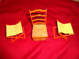 BARBIE FURNITURE &amp; parts lot LIVELY LIVING HOUSE ROOF+dining chair+campe... - $14.00