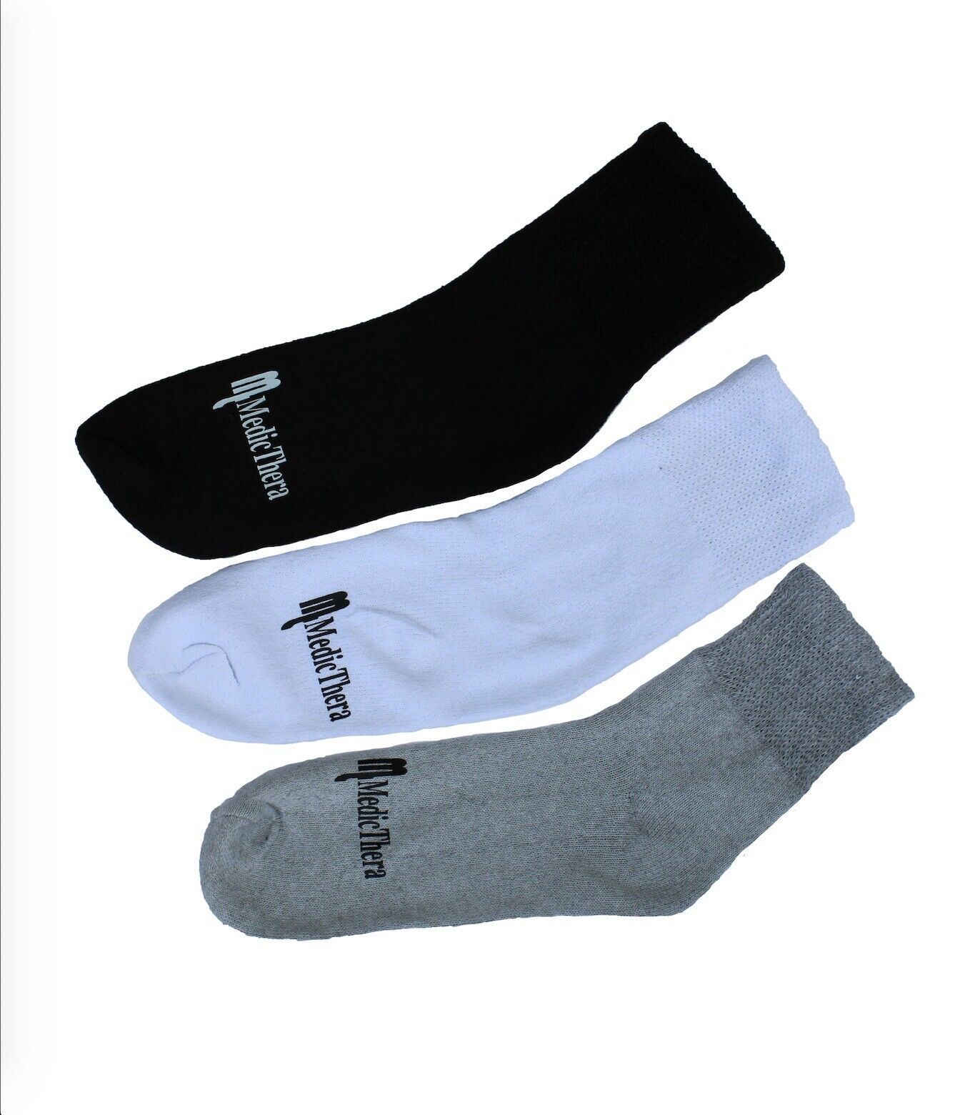 3, 6 & 12 Pack of Medicthera Diabetic Socks Loose Fit Top 100% Cotton (3 Colors)