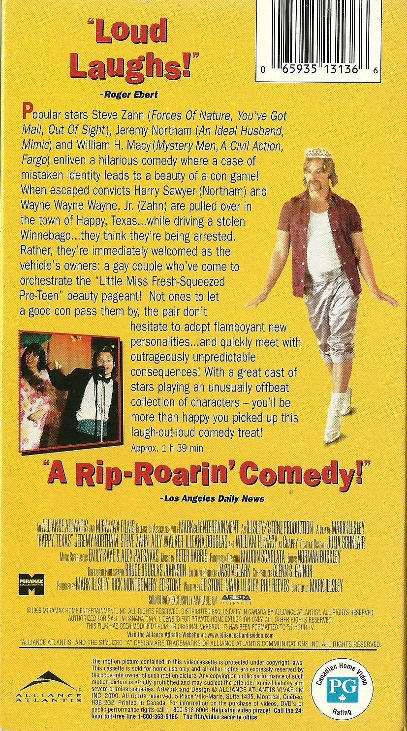 Happy Texas VHS Steve Zahn Jeremy Northam William H. Macy VHS Tapes