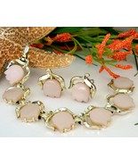 Vintage Pink Thermoset Flower Tulip Bracelet Earrings Set Signed H&amp;S - $26.95
