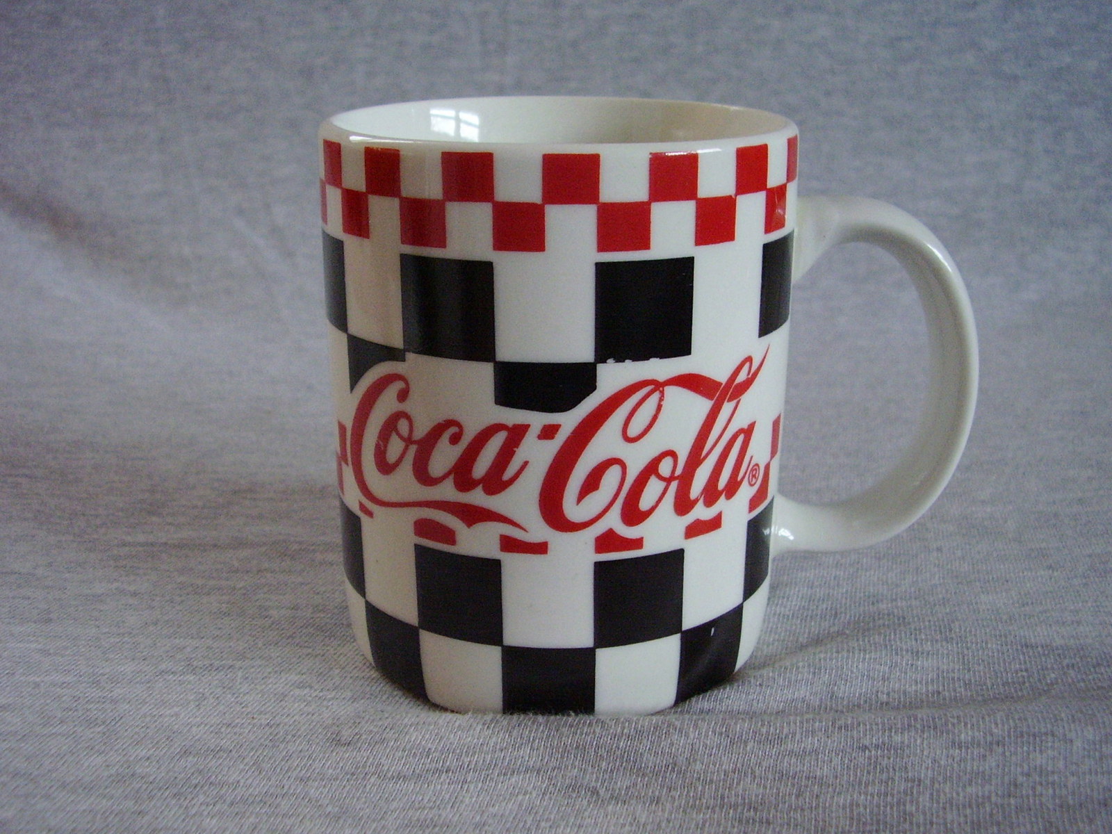 Gibson Coca Cola Dinnerware Mug Red Black Checker Plates