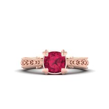 Heart Prong Solitaire 1.80ct Pink Ruby Engagement Ring Art Nouveau Ring ... - $154.99