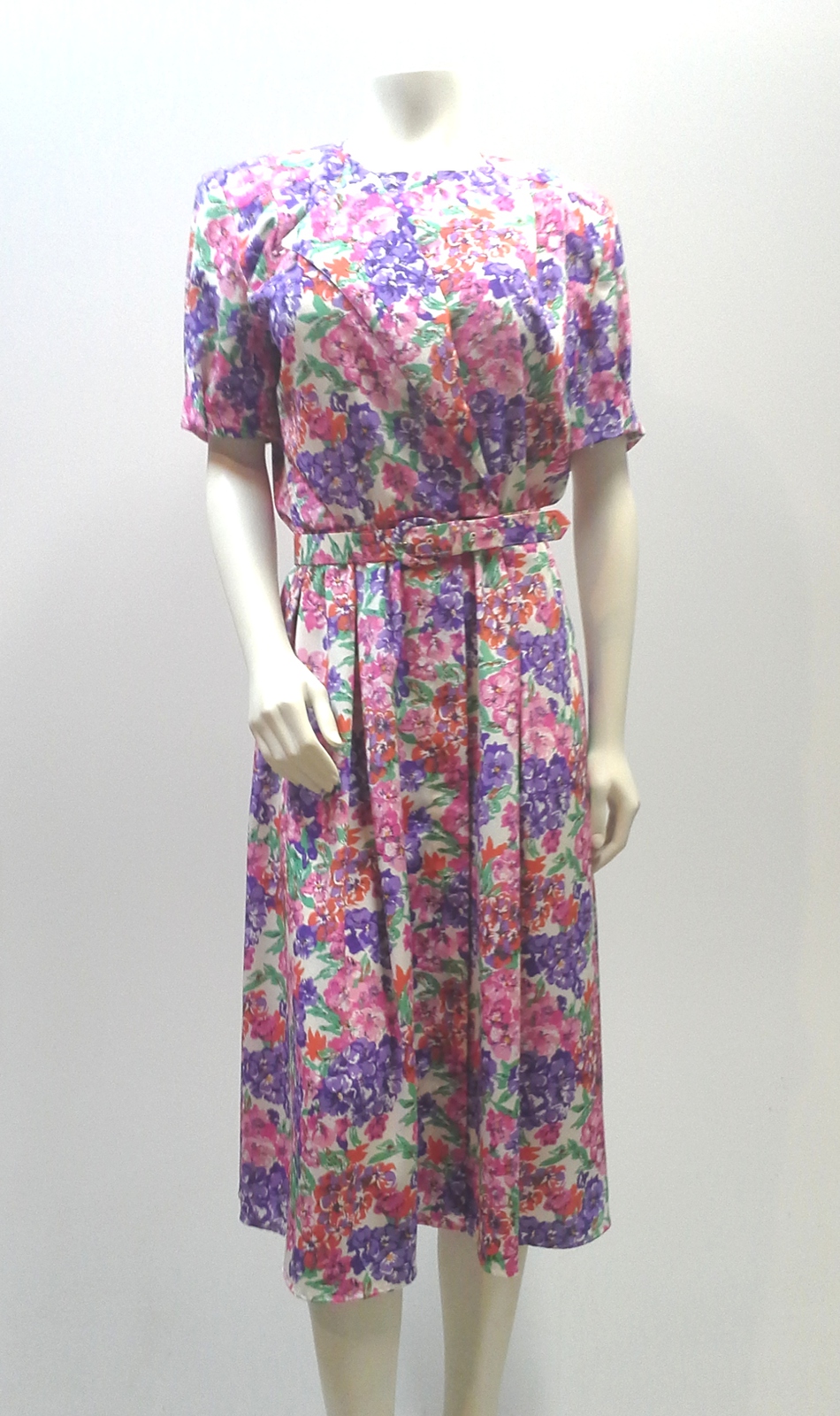 Vintage 90's Purple and Pink Floral Charmeuse Dress, Liz Claiborne ...