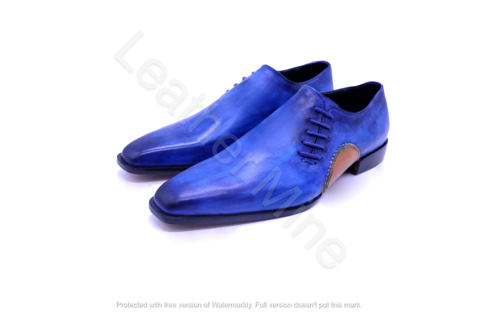 Handmade Men's Blue Patina Leather Oxfords Dress Shoes, Formal Shoes Men