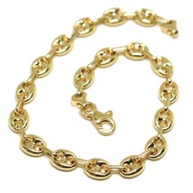18K YELLOW GOLD SOLID MARINER BRACELET BIG 6 MM, 8.3 INCHES, ANCHOR ROUNDED LINK image 1