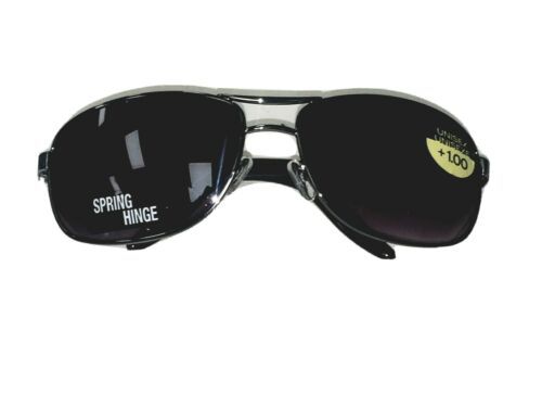 Silver Coppertone Low Strengh +1.00 Bifocal Aviator Sunglasses  Gradient Lens