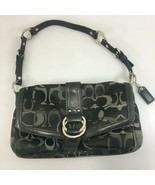 Coach Black Signature Jacquard Fabric Flap Shoulder Bag Handbag 2175 wit... - $37.73
