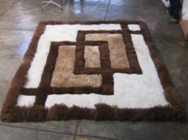 Peruvian Alpaca fur rug with geometric design, 80 x 60 cm - $128.30