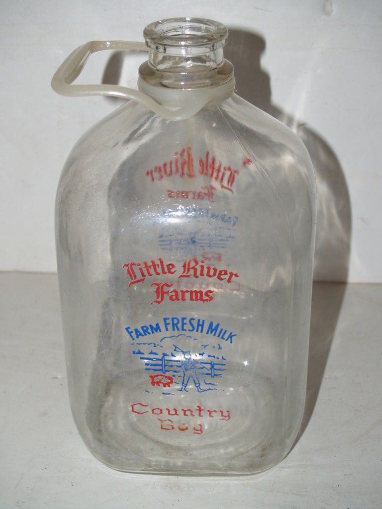 Vintage Gallon Size Glass Milk Jug Bottle Little Rivers Farm Country