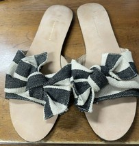 Anthropologie Striped + Knotted Slide Sandals size 8 US Multi Bow Canvas - $34.65