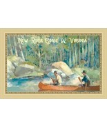 Travel Poster 20 x 30 New River Gorge Canoe  West Virginia Fishing - $29.95