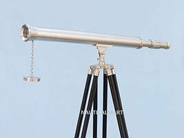 Nauticalmart 60" Floor Standing Brushed Nickle Harbor Master Telescope 