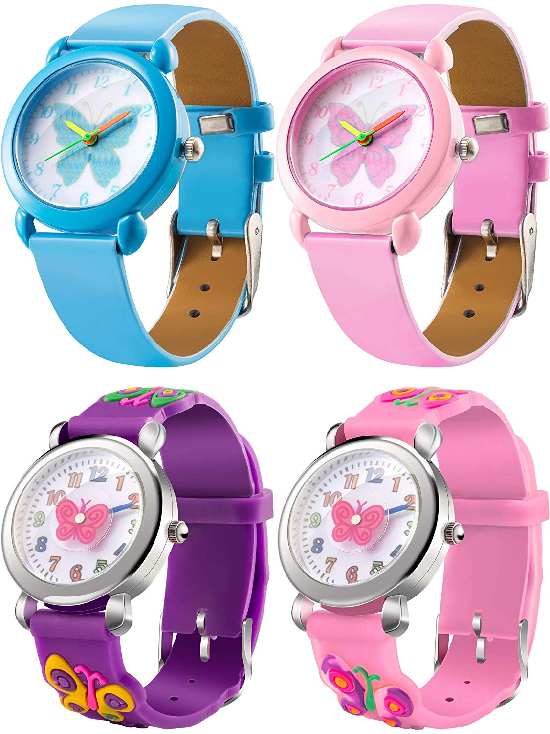 Tatuo 4 Pieces Watch for Girls Kids, Little Girls Watches Cute Cartoon ...