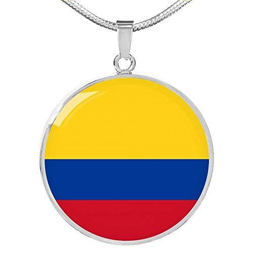 Express Your Love Gifts Colombia Flag Necklace Colombia Flag Engraved 18k Gold 1