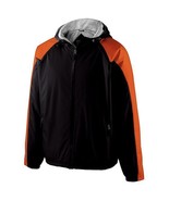 Holloway Homefield Full Zip Hooded Baseball Jacket Youth L Black Orange ... - $29.70
