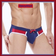 Men's Six Bi-Color Bikini Fashion Swimming Briefs w/ Drawstring Manview Brand image 2