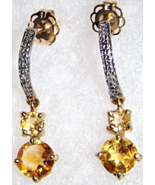 10K YELLOW GOLD CITRINE ROUND &amp; DIAMOND DROP EARRINGS, 7/8&quot;L,  0.97(TCW) - $89.99