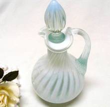 2736 Antique Fenton Art Glass Aqua Swirl Cruet - $100.00