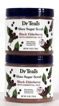 2 Count Dr Teal's 19 Oz Black Elderberry Essential Oils Shea Butter Sugar Scrub