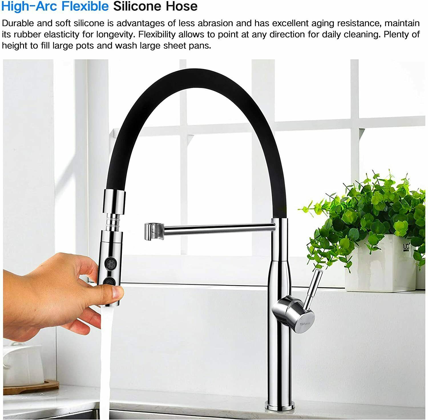 Yohom Pull Out Kitchen Taps Black Single Lever Sink Mixer Tap Pull Down