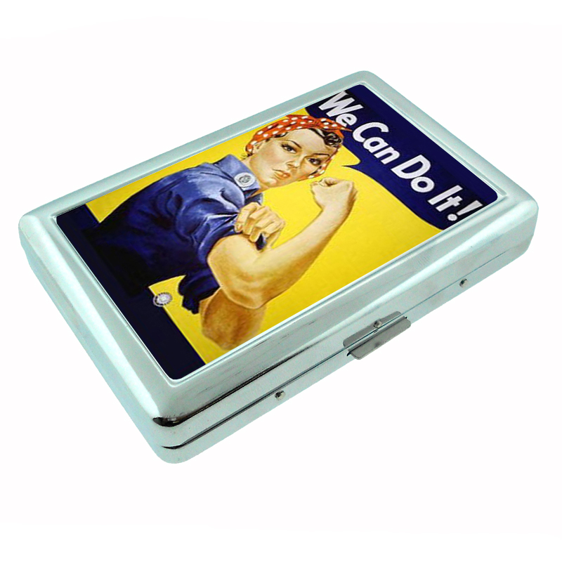 Rosie The Riveter World War Ii Silver Cigarette Case 041 - Tobacciana