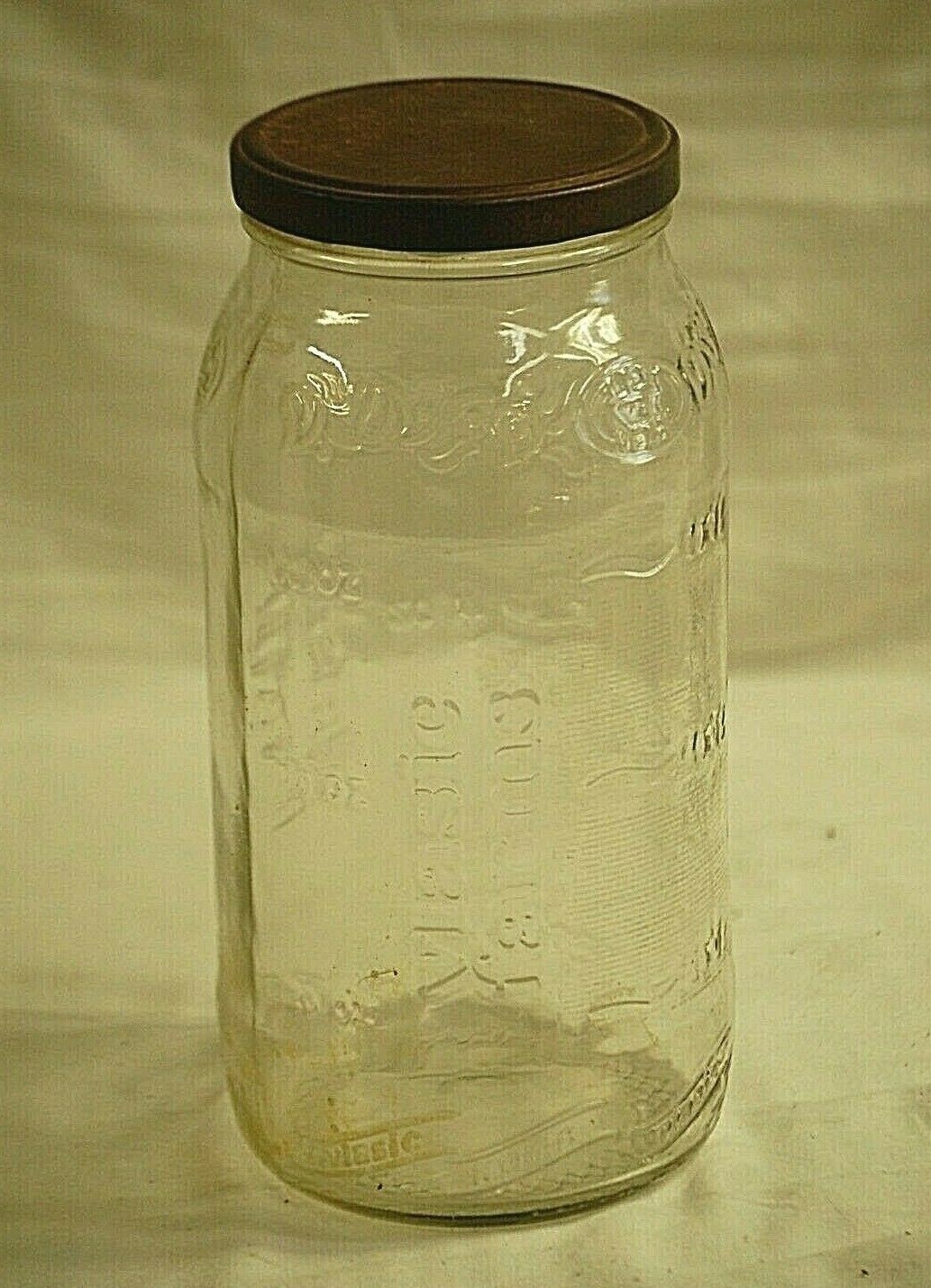 Clear Glass Embossed Vlasic Farms Pickle Jug Jar w Lid 80 oz Est 1942