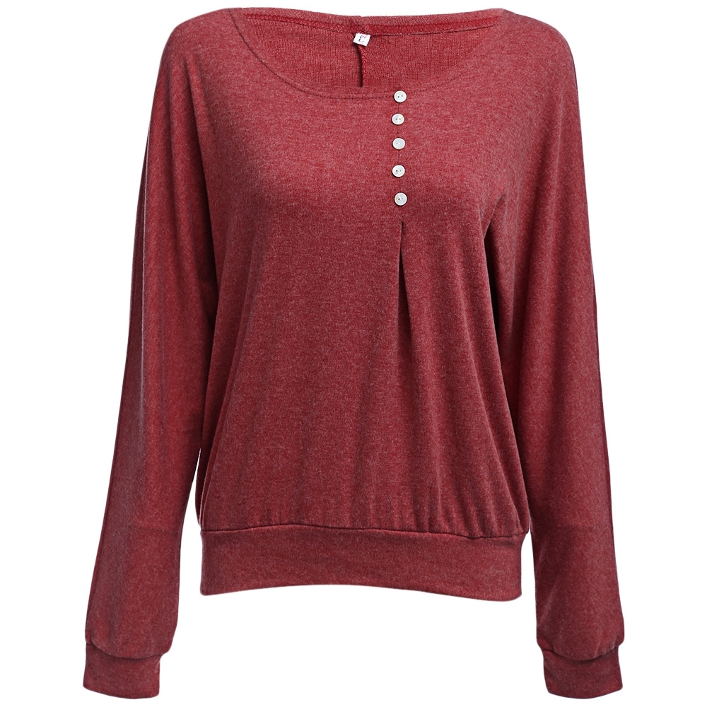 Casual Long Sleeve Round Collar color RUSSET-RED size M - Sweatshirts ...