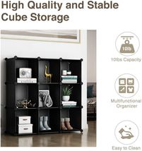 Modular Storage Organizer  -  9 Stackable Shelve  Cubes (Black) image 7