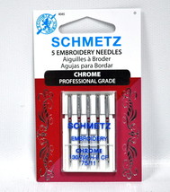 Schmetz Chrome Embroidery Needle 5 ct, Size 75/11 - $7.16