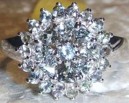 BLUE TANZANITE TRILLION &amp; ROUND COCKTAIL RING, 925 SILVER, SIZE 9, 1.65(... - $59.99