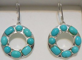 BLUE TURQUOISE GEOMETRIC CIRCULAR LEVER BACK EARRINGS, 925 SILVER, 11.00... - $49.99