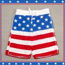 Men's All American USA Flag Swim Beach Board Trunks in Red White n Blue or Black image 2